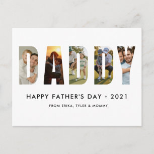 Minimalist DADDY Photo Collage Happy Father's Day Postcard