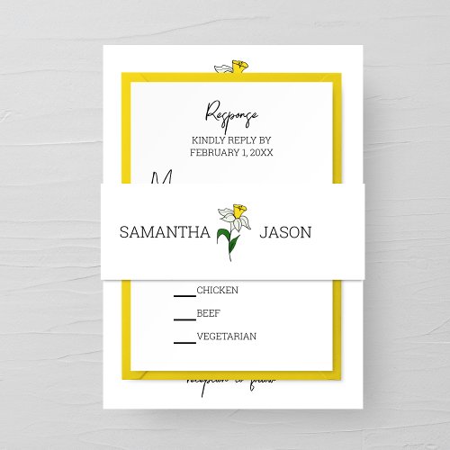 Minimalist Daffodil Wedding Invitation Belly Band