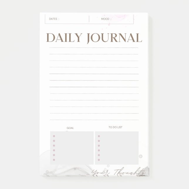 Minimalist Daily Journal Post It Notes (Front)