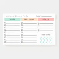 Daily Organizer - To Do List - Hydrate - Pastels Post-it Notes