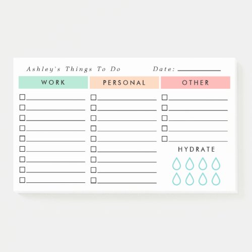 Minimalist Daily Organizer _ To Do List _ Hydrate Post_it Notes