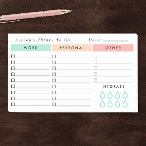Minimalist Daily Organizer - To Do List - Hydrate Post-it Notes