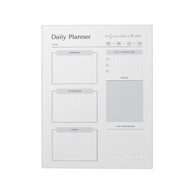 Minimalist Daily Planner Notepad (Rotated)