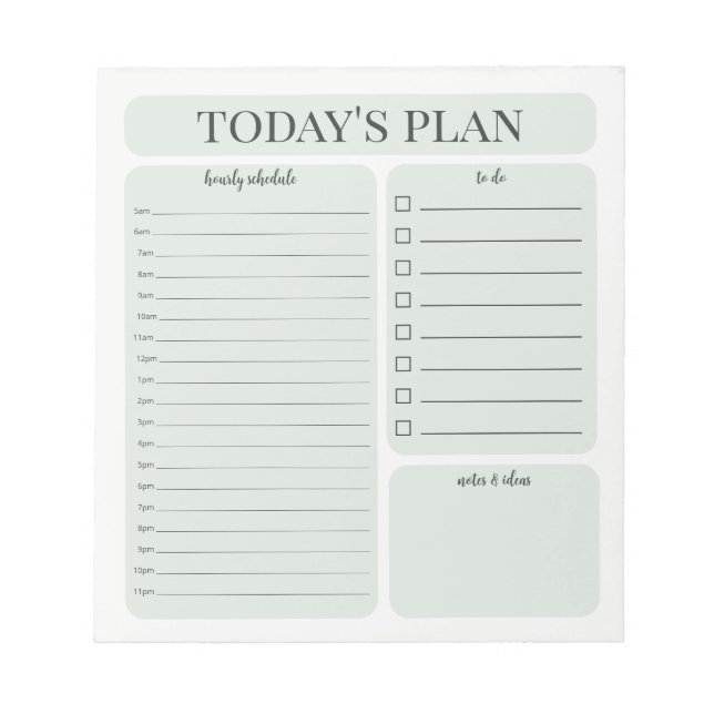 Minimalist Daily Planner Notepad | Hourly To Do (Front)