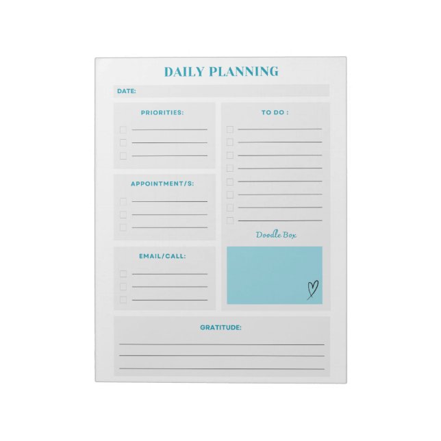 Minimalist Daily Planner Pages Notepad (Rotated)