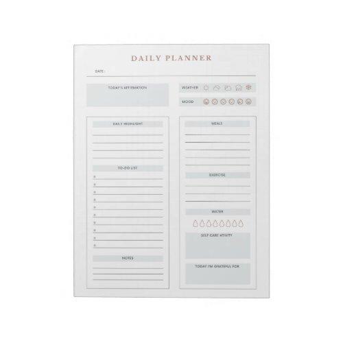 Minimalist Daily Planner To do list Dusty Blue  Notepad
