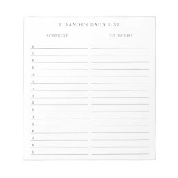 Minimalist Daily Schedule and To Do List with Name Notepad
