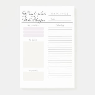 Minimalist daily to do list and neutral notepad