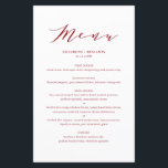Minimalist Dainty Script Red Wedding Menu Card<br><div class="desc">Customizable script menu card featuring elegant script,  simple typography and stripes pattern. This script menu card is perfect for any wedding theme and season. Personalize by adding names,  date and menu details.</div>