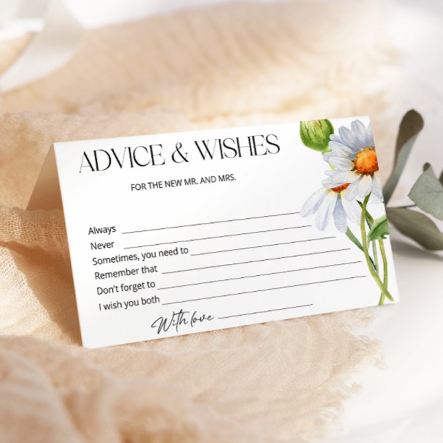 Minimalist Daisy Advice and Wishes Bridal Shower Stationery (Creator Uploaded)