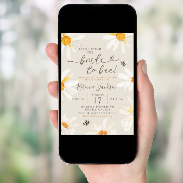 Minimalist Daisy Bride to Bee Bridal Shower Invitation (Front Digital)