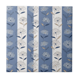 Minimalist Daisy Floral Pattern (1) Ceramic Tile