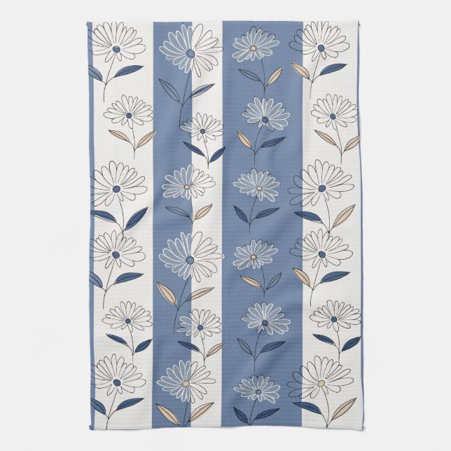 Minimalist Daisy Floral Pattern (1) Kitchen Towel (Vertical)