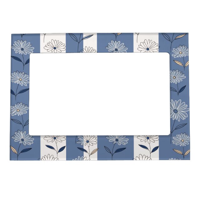 Minimalist Daisy Floral Pattern (1) Magnetic Frame (Front)