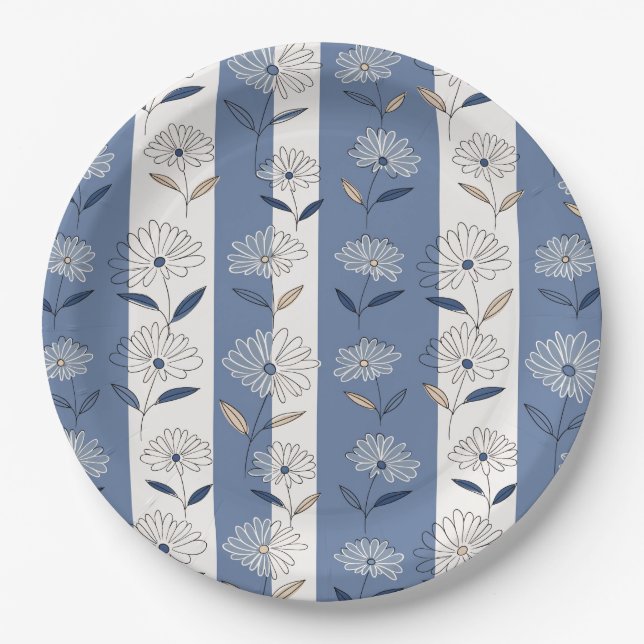 Minimalist Daisy Floral Pattern (1) Paper Plates (Front)