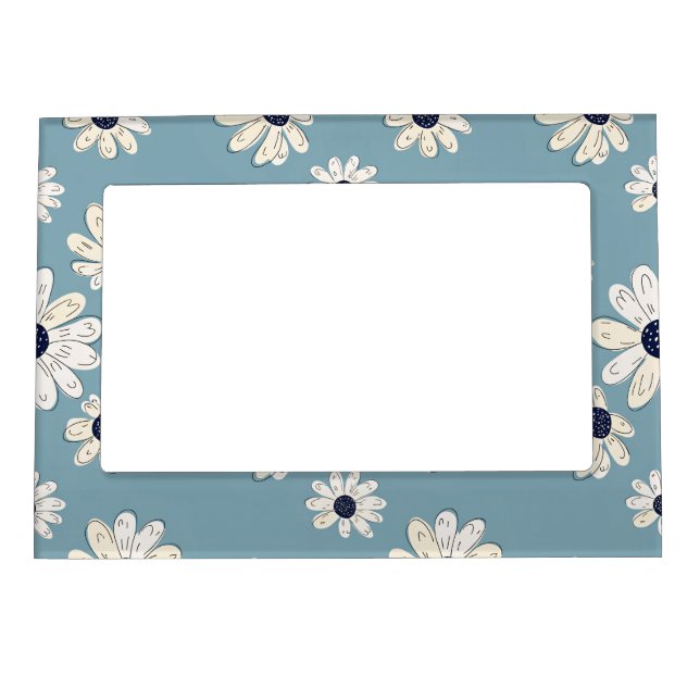 Minimalist Daisy Floral Pattern (2) Magnetic Frame (Front)