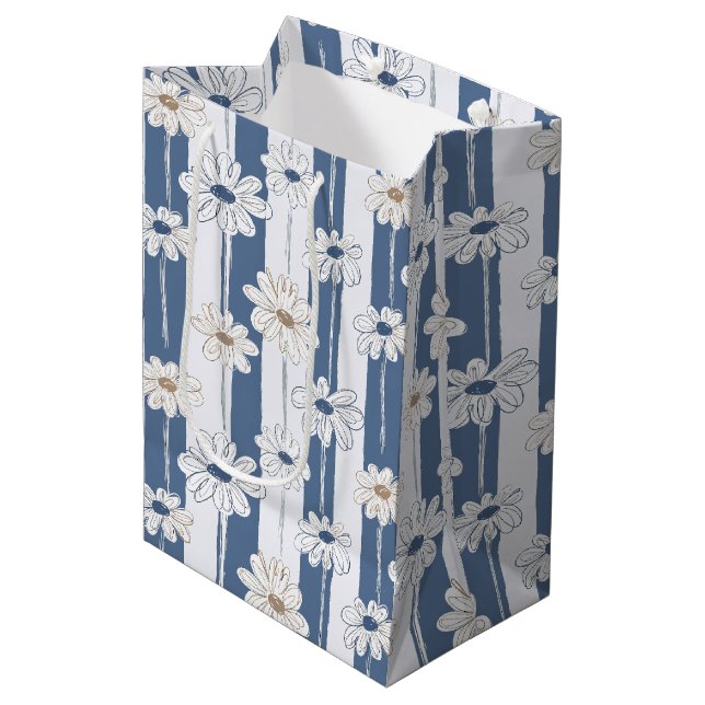 Minimalist Daisy Floral Pattern (2) Medium Gift Bag (Front Angled)
