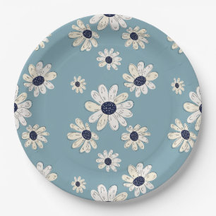 Minimalist Daisy Floral Pattern (2) Paper Plates