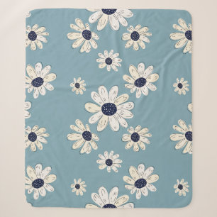 Minimalist Daisy Floral Pattern (2) Sherpa Blanket