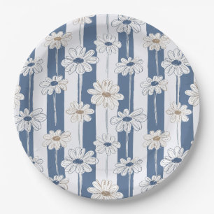 Minimalist Daisy Floral Pattern (3) Paper Plates