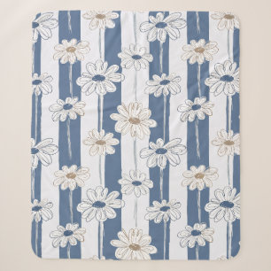 Minimalist Daisy Floral Pattern (3) Sherpa Blanket