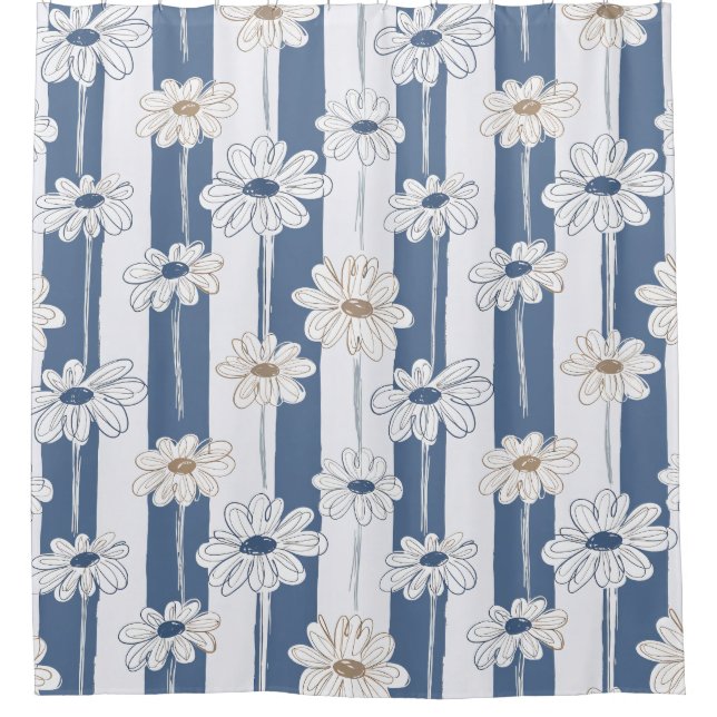 Minimalist Daisy Floral Pattern (3) Shower Curtain (Front)
