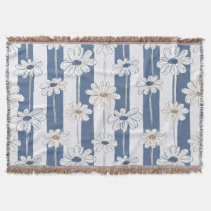 Minimalist Daisy Floral Pattern (3) Throw Blanket