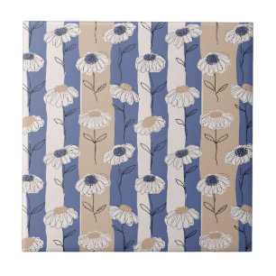 Minimalist Daisy Floral Pattern (4) Ceramic Tile