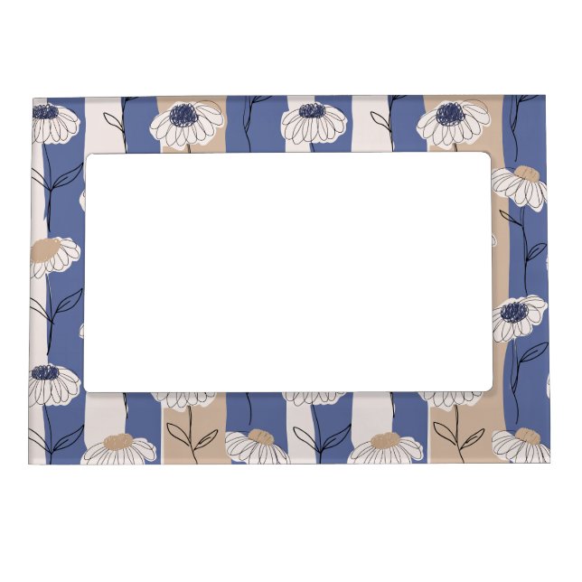 Minimalist Daisy Floral Pattern (4) Magnetic Frame (Front)