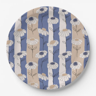 Minimalist Daisy Floral Pattern (4) Paper Plates