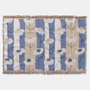 Minimalist Daisy Floral Pattern (4) Throw Blanket