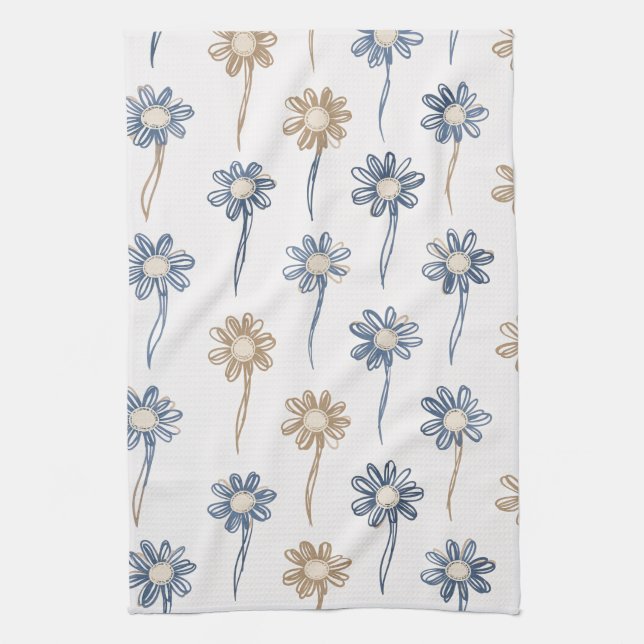 Minimalist Daisy Floral Pattern (5) Kitchen Towel (Vertical)