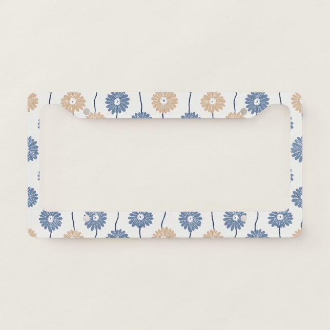 Minimalist Daisy Floral Pattern (5) License Plate Frame (Front)