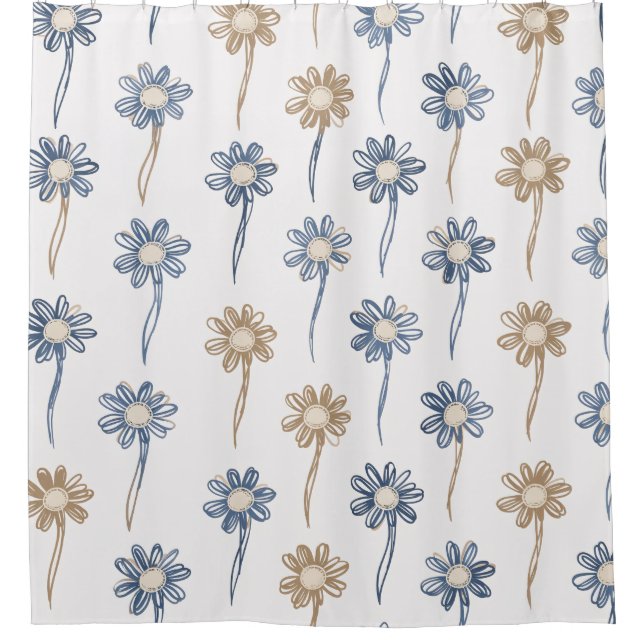 Minimalist Daisy Floral Pattern (5) Shower Curtain (Front)