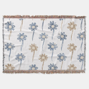 Minimalist Daisy Floral Pattern (5) Throw Blanket