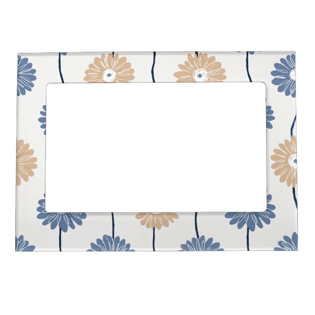Minimalist Daisy Floral Pattern (6) Magnetic Frame (Front)