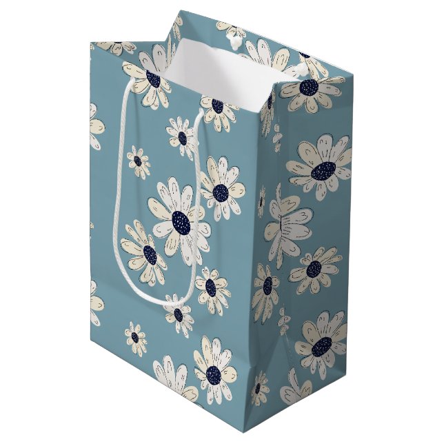 Minimalist Daisy Floral Pattern (6) Medium Gift Bag (Front Angled)