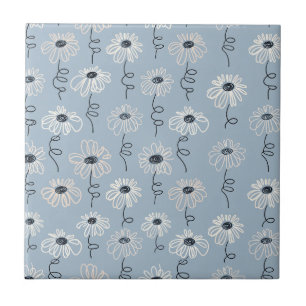 Minimalist Daisy Floral Pattern (7) Ceramic Tile