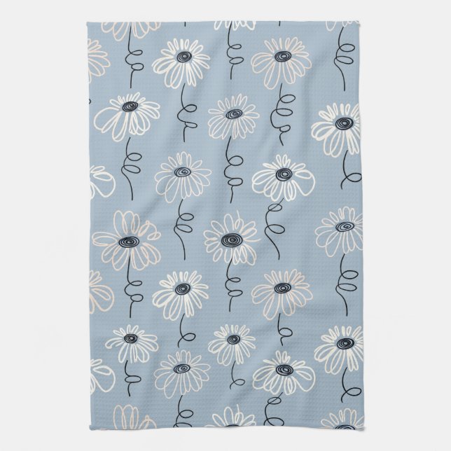 Minimalist Daisy Floral Pattern (7) Kitchen Towel (Vertical)