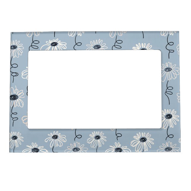 Minimalist Daisy Floral Pattern (7) Magnetic Frame (Front)