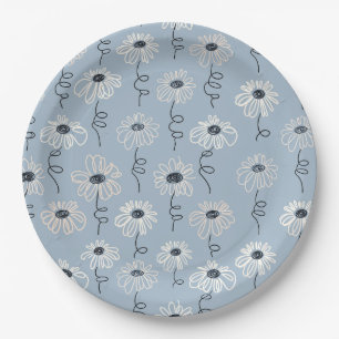 Minimalist Daisy Floral Pattern (7) Paper Plates