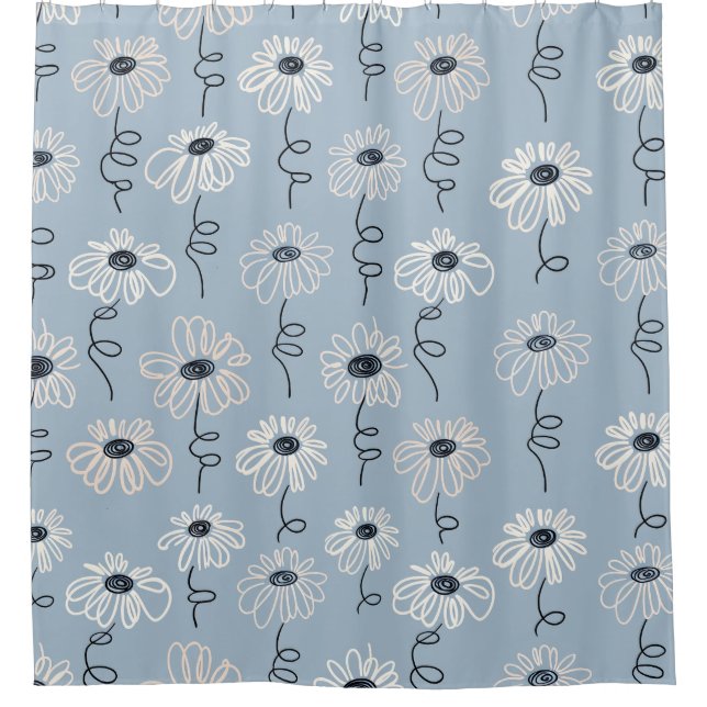 Minimalist Daisy Floral Pattern (7) Shower Curtain (Front)