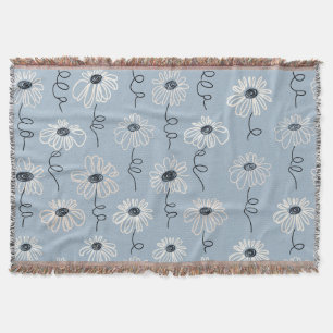 Minimalist Daisy Floral Pattern (7) Throw Blanket