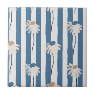 Minimalist Daisy Floral Pattern (8) Ceramic Tile