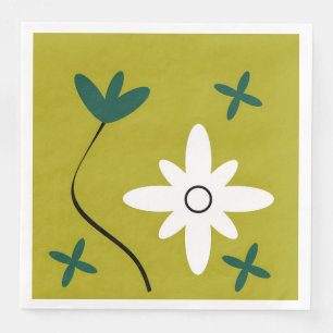 Minimalist Daisy Flower Abstract Botanical Art Paper Dinner Napkins