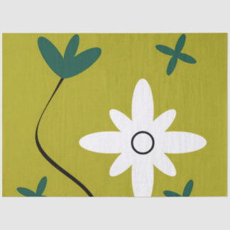 Minimalist Daisy Flower Abstract Botanical Art Tissue Paper