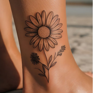 Minimalist Daisy Flower Temporary Tattoo Sheet