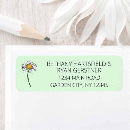 Minimalist Daisy Wedding Address Label