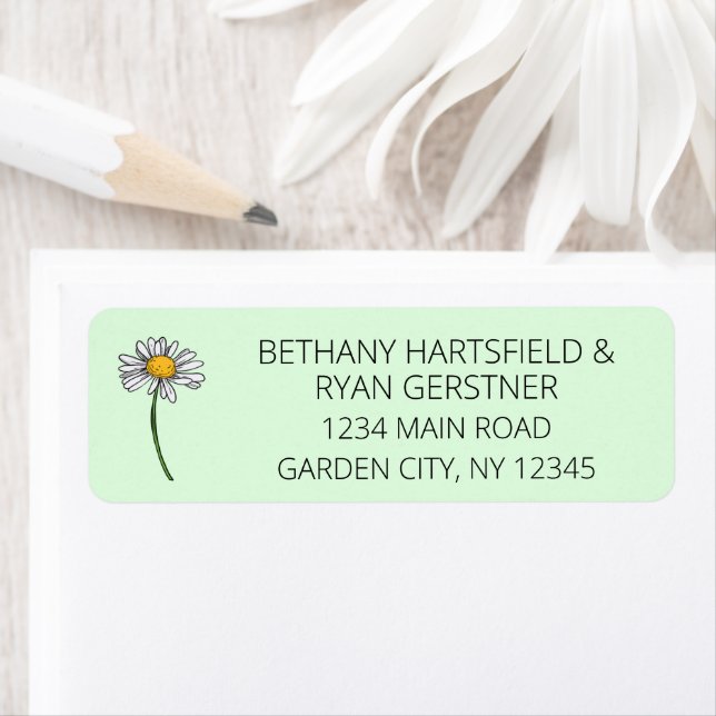 Minimalist Daisy Wedding Address Label (Insitu)