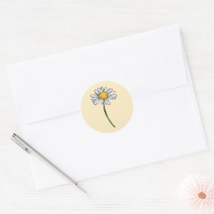Minimalist Daisy Wedding Classic Round Sticker